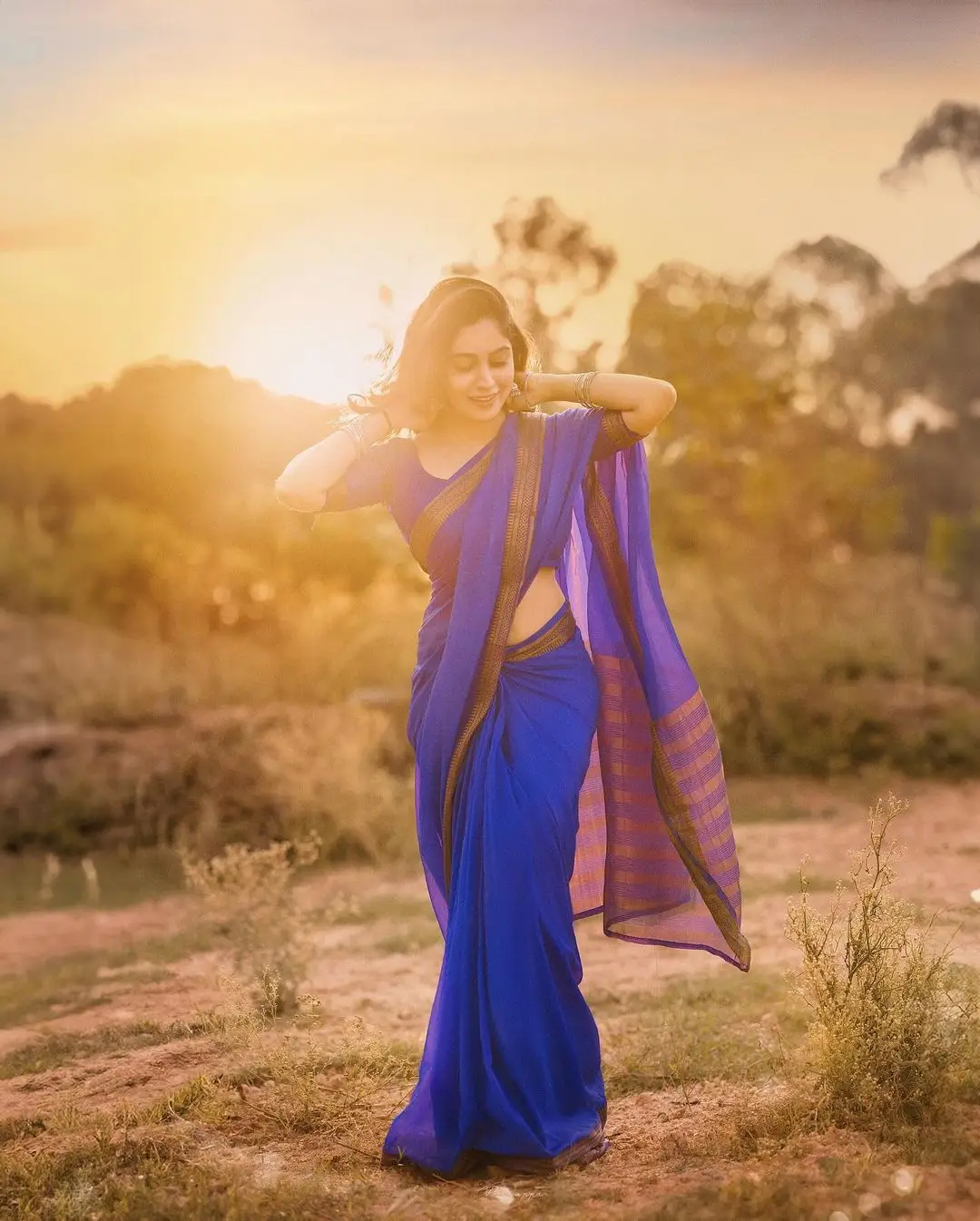 Kannada Actress Rachana Rai Stills in Blue Saree